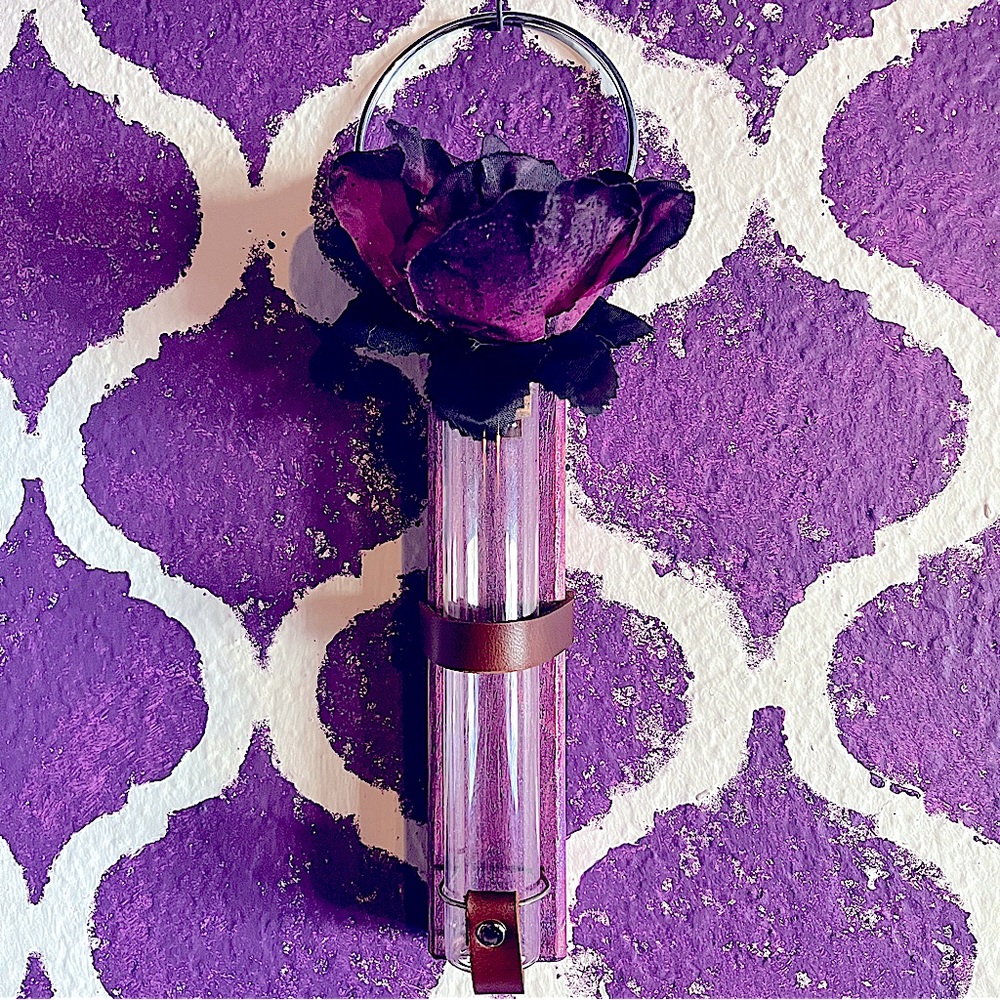 Avant Garde Hanging Tube Vase Handmade Luxury Decor Wood Leather Sterling Silver